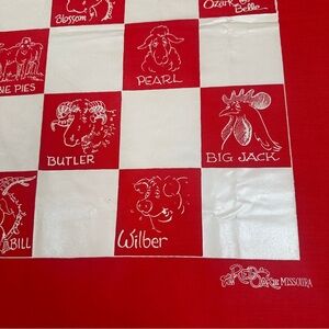 Vintage Scarf‎ Red White bandanna neck scarf bag farm animal country